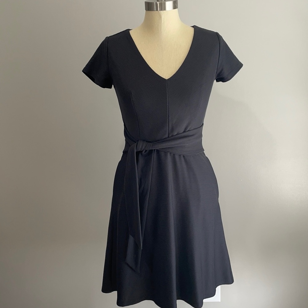 Vneck knit dress.  Fitted too with Flare skirt
